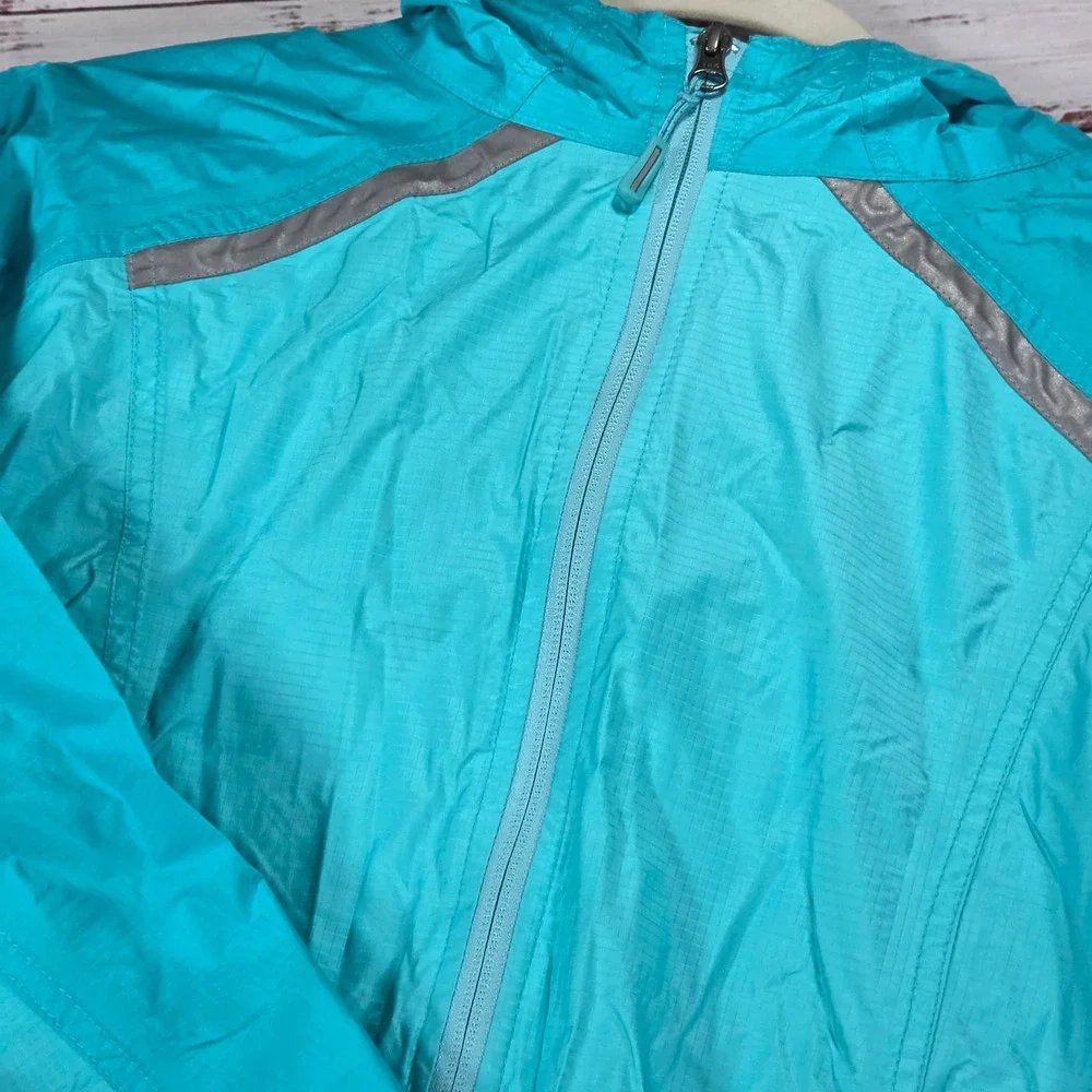 L.L.Bean Discovery Rain Jacket Kids Size L 14-16 Blue Excellent Fleece Lined